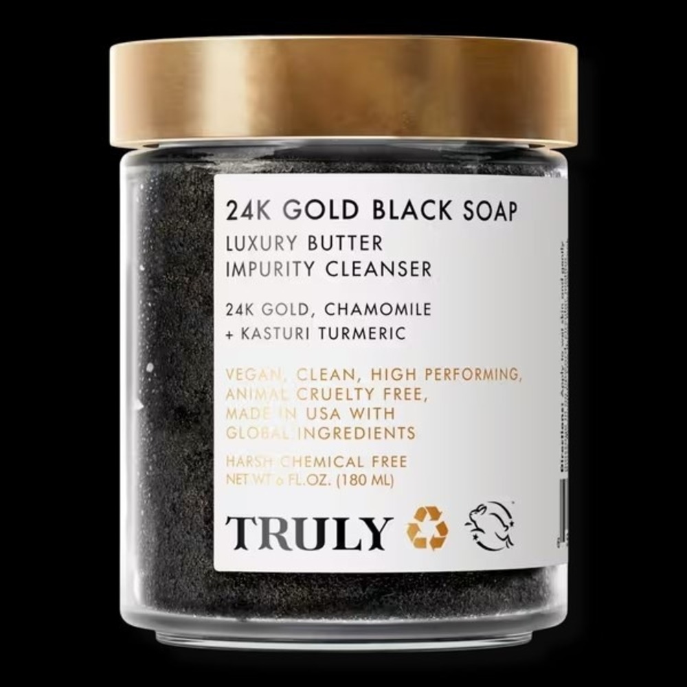 Truly 24K Gold Black Soap Luxury Butter Impurity Cleanser 6oz Vegan Chamomile